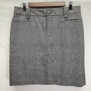 Eddie Bauer Womens Gray Tweed Fully Lined Wool Knee Length Skirt‎ Size 10